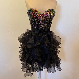 Sherri Hill Black Dress with Rhinestones.